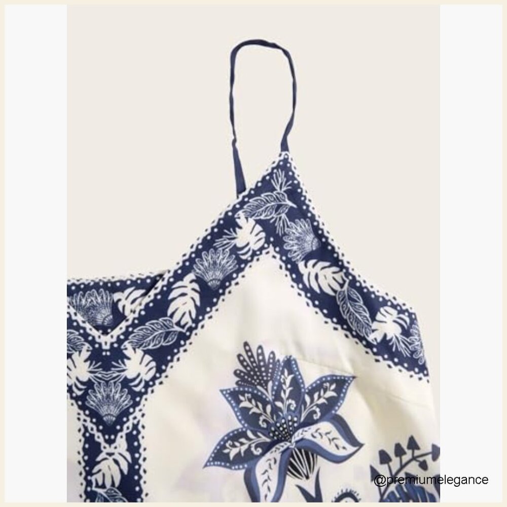 Boho Floral Maxi Dress Sleeveless Deep V Neck Summer Vacation Beach - Picture 3 of 5
